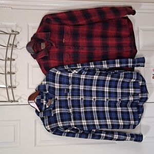 Orvis Men's Blue and Red Plaid Button-Down Shirts